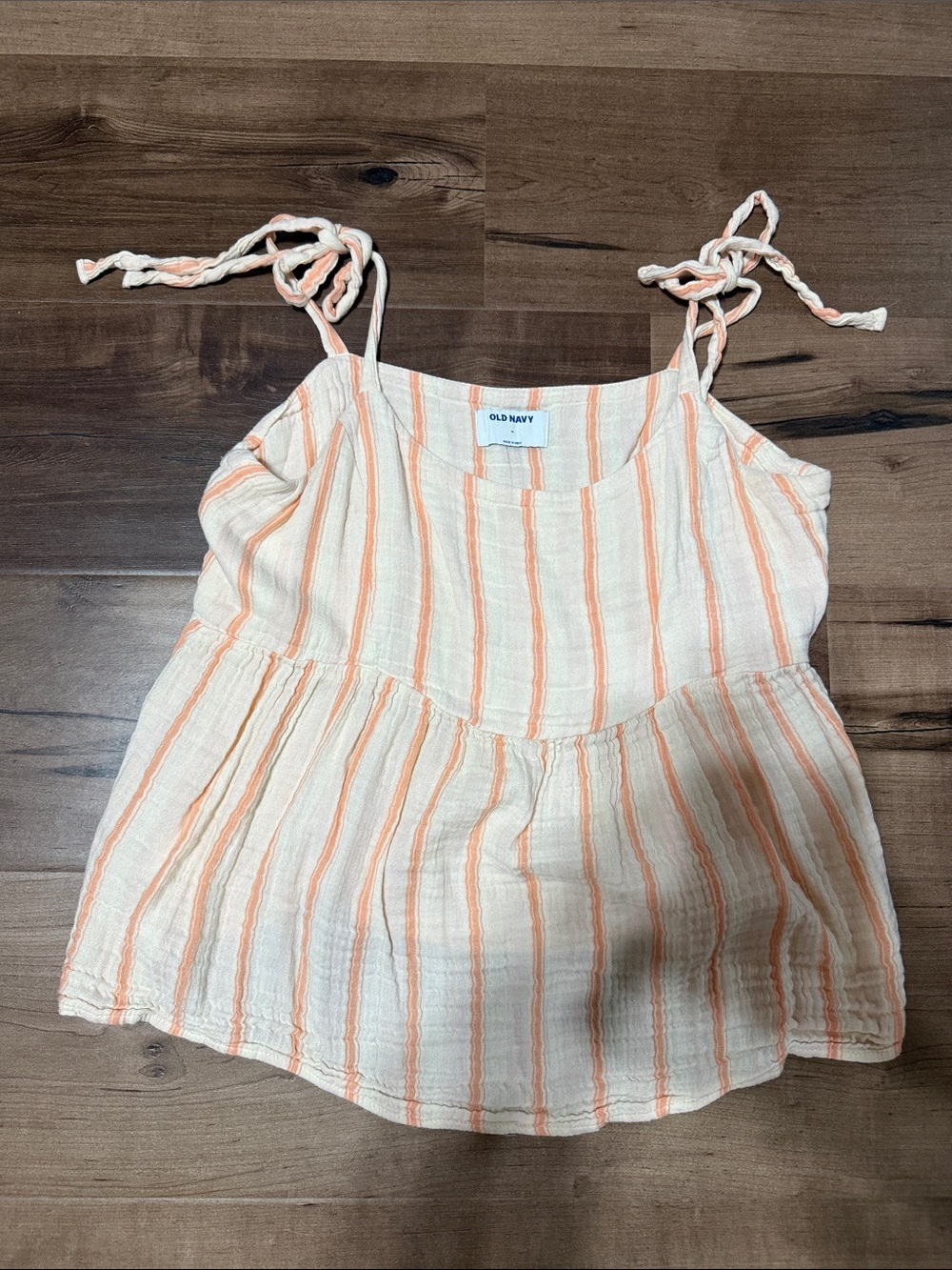 Old Navy Striped Tie-Shoulder Tank Top - Cream & Peach